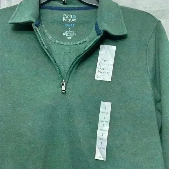 NWT Croft & Borrow 1/4 Zip Polo Long Sleeve Dk Green Small. item# W - Picture 2 of 5